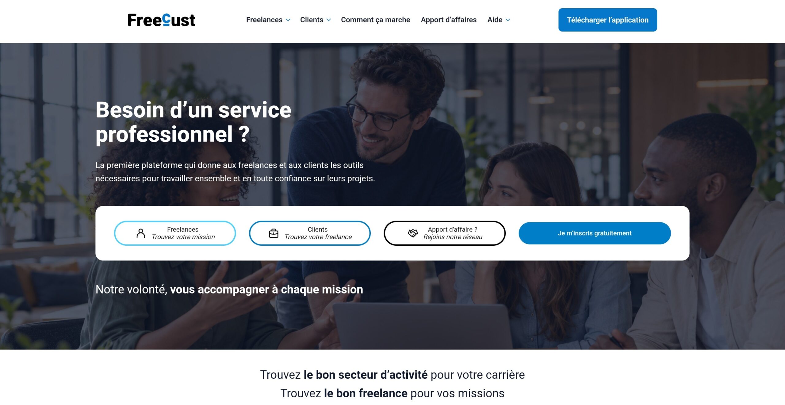 Page d’accueil du site Freecust